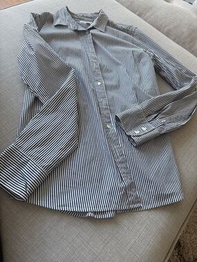 J. Crew Navy and White Striped Button-Down Shirt